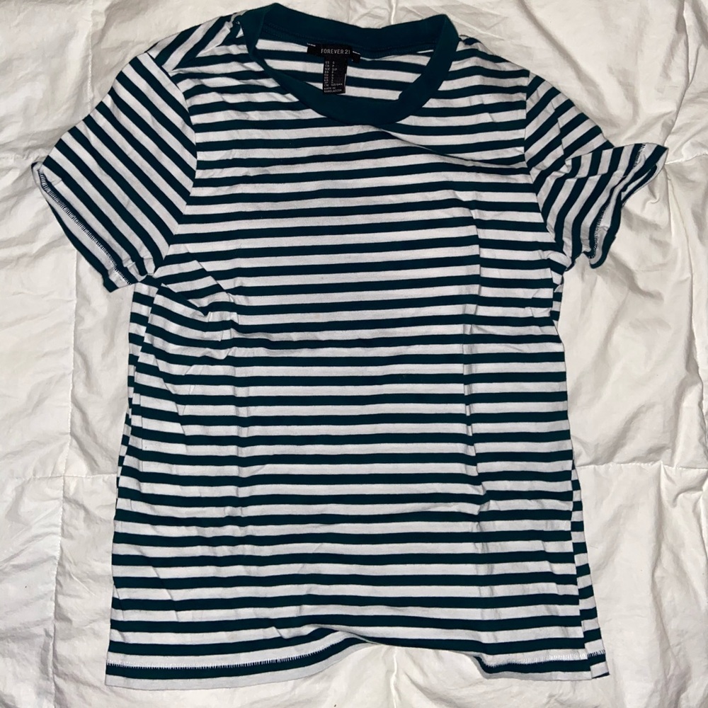 Green and white striped shirt